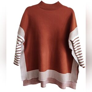 Chicwish Rust/White Colored Knit Sweater